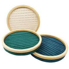 Jewelry Display Rack with Solid Wood Flannel Storage