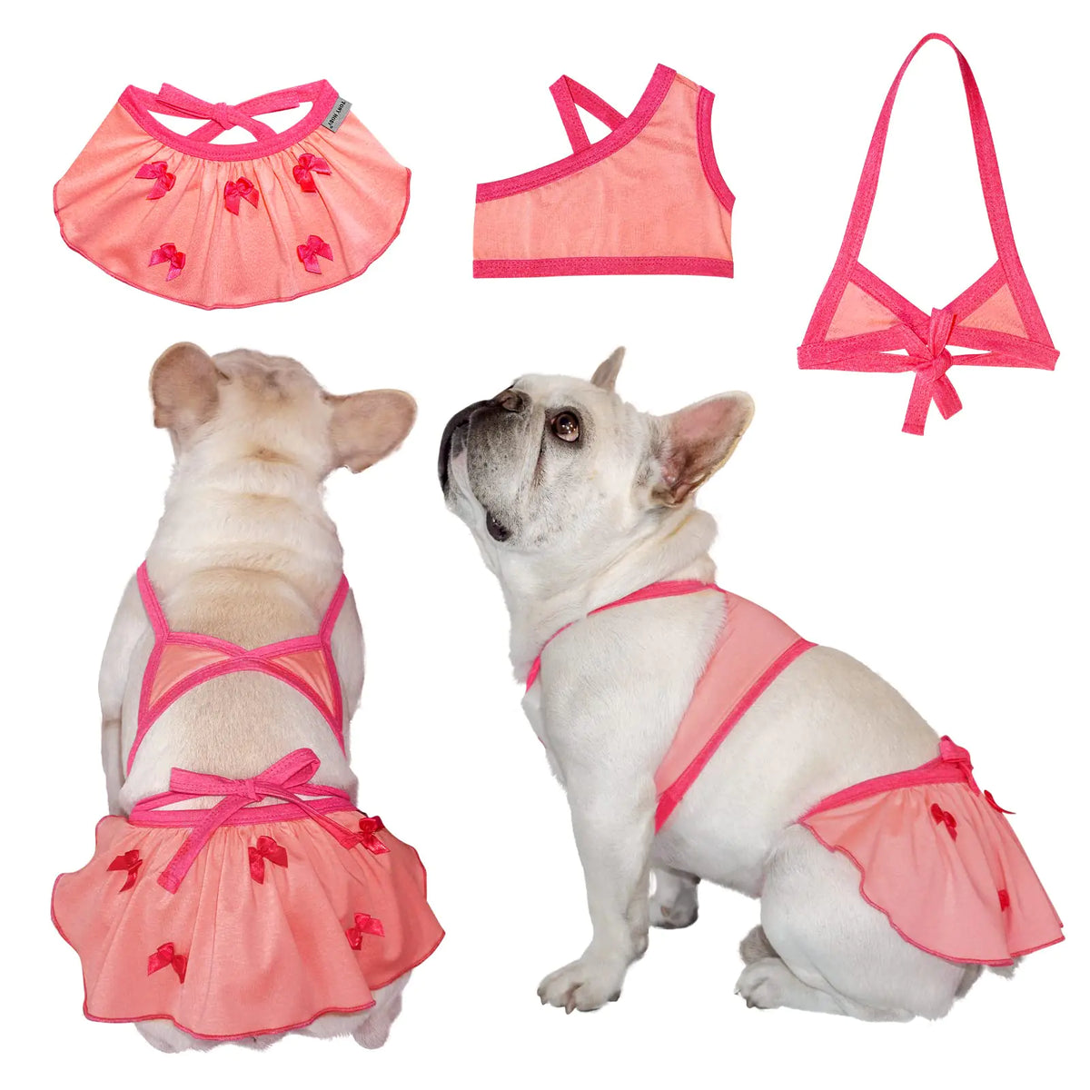 TONY HOBY Dog Biniki Dog Swimsuit Dress Dog Beach Dress in Seaside Pool Dog Bathing Suit for Small Medium Dog (3PCS Pink S)