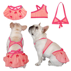 TONY HOBY Dog Biniki Dog Swimsuit Dress Dog Beach Dress in Seaside Pool Dog Bathing Suit for Small Medium Dog (3PCS Pink S)