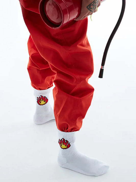 Men's Sports Socks with Towel Bottom - Flame Design