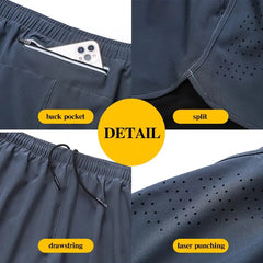 Men's Quick-Dry Running Shorts, Dual-Layer Training Shorts