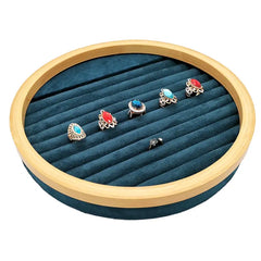 Jewelry Display Rack with Solid Wood Flannel Storage